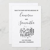 行モダン先キャンプ結婚式の日付を保存 セーブザデート (正面/裏面)