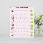 行ワークシートをトレースする可愛い子供へ動物 (スタンド正面)