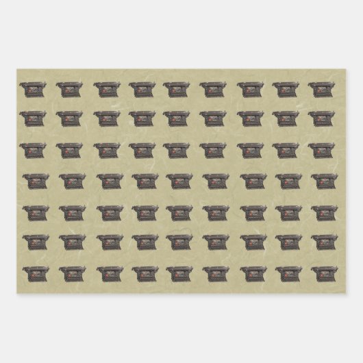 行ヴィンテージ旧時刻ブラックマニュアルタイプライター ラッピングペーパーシート (正面)