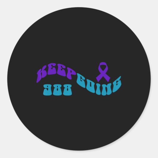 行保く紫ティール（緑がかった色）自殺認識度リボン ラウンドシール (正面)