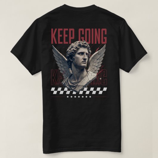 行保翼の像モチベーションデザイン Tシャツ (デザイン裏面)