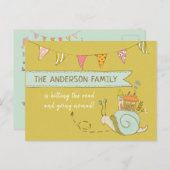 行先かわいいカタツムリの動く告知 案内ポストカード (正面/裏面)