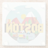 行先としてボストン ガラスコースター (裏面)