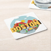 行先としてボストン スクエアペーパーコースター (アングル)