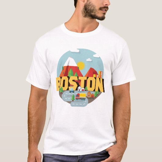 行先としてボストン Tシャツ (正面)