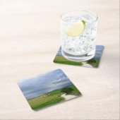 行先のコースターの方の曲線の道 スクエアペーパーコースター (インサイチュ)