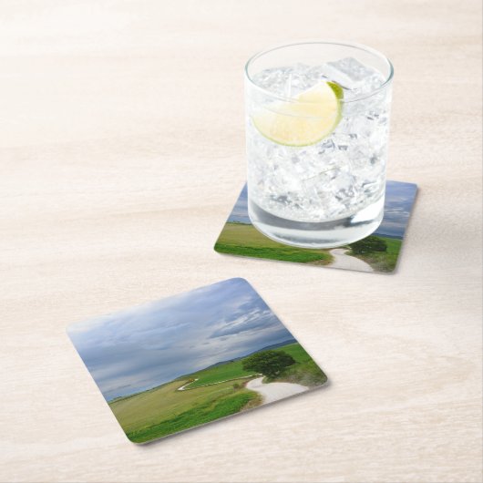 行先のコースターの方の曲線の道 スクエアペーパーコースター (インサイチュ)