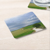 行先のコースターの方の曲線の道 スクエアペーパーコースター (アングル)