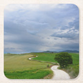 行先のコースターの方の曲線の道 スクエアペーパーコースター (正面)