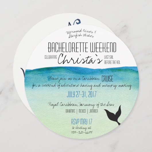 行先のバチェロレッテの週末の招待状 招待状 (正面/裏面)