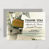 行先のビーチ結婚式ありがとう サンキューカード (正面/裏面)