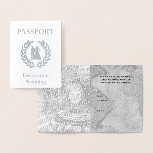 行先の結婚式のパスポート 箔カード (ディスプレー)