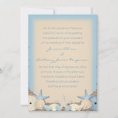 行先の結婚式招待状のビーチの貝 招待状 (正面)