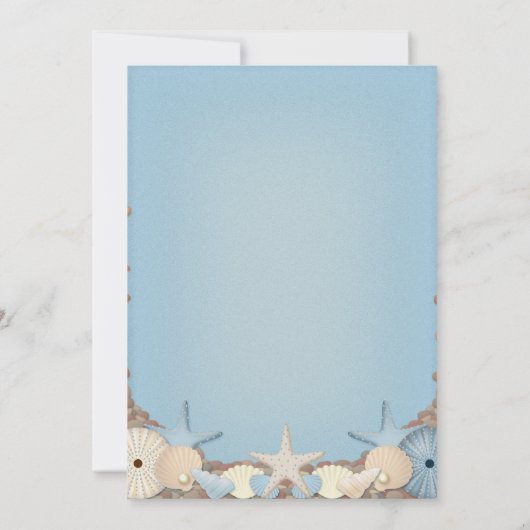 行先の結婚式招待状のビーチの貝 招待状 (裏面)