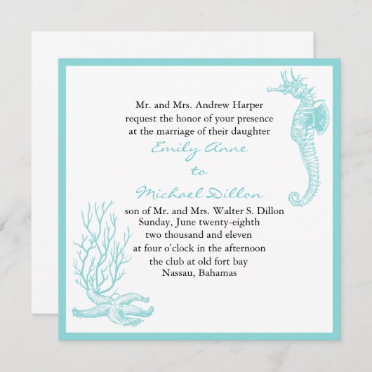 行先の結婚式招待状 招待状 (正面/裏面)