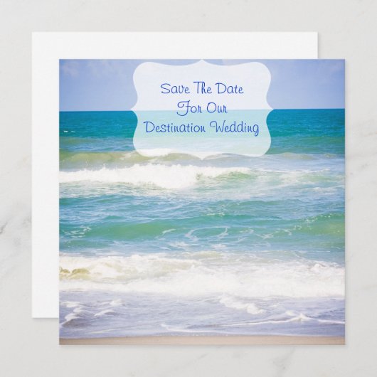 行先またはビーチの結婚式保存日付 セーブザデート (正面/裏面)