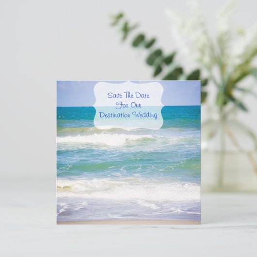 行先またはビーチの結婚式保存日付 セーブザデート (スタンド正面)