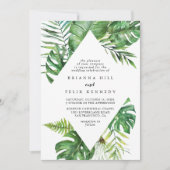 行先熱帯緑結婚色ダイヤモンド 招待状 (正面)