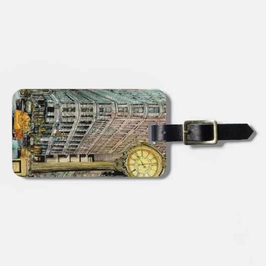 行先|のヴィンテージの五番街の時計 ラゲッジタグ (正面横)