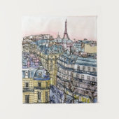 行先|の水彩画のエッフェル塔及びパリ タペストリー (正面)