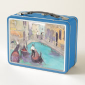 行先|の水彩画のベニスのゴンドラの乗車 メタルランチボックス (裏面)