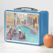 行先|の水彩画のベニスのゴンドラの乗車 メタルランチボックス (インサイチュ)