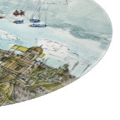 行先|の水彩画のヨーロッパの振動乗車 カッティングボード (角)