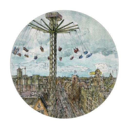 行先|の水彩画のヨーロッパの振動乗車 カッティングボード (正面)