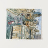 行先|の水彩画のヴィンテージのロンドンの通り タペストリー (正面(横))