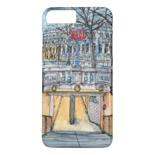 行先 の水彩画のヴィンテージの地下鉄の入口 iPhone 8 PLUS/7 PLUSケース