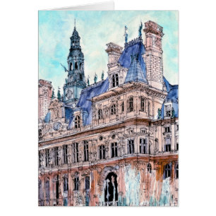 行先 の水彩画Rustic Hotel de Ville