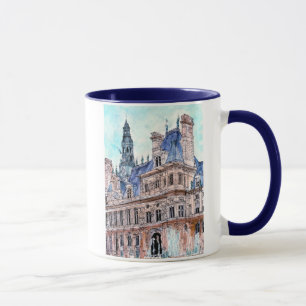 行先 の水彩画Rustic Hotel de Ville マグカップ