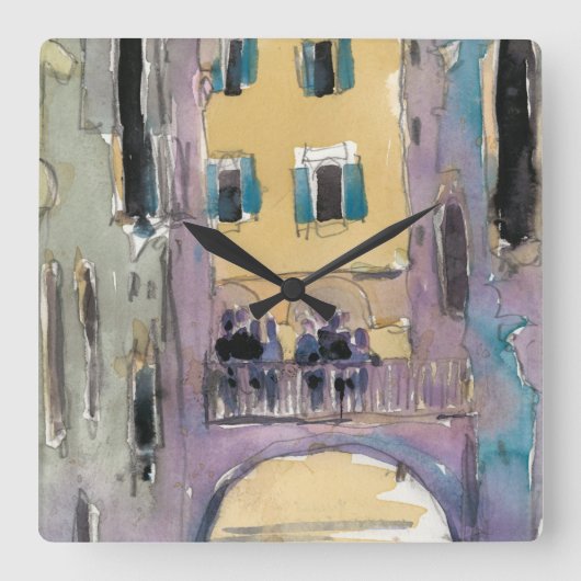 行先|ベニス運河橋眺め スクエア壁時計 (正面)