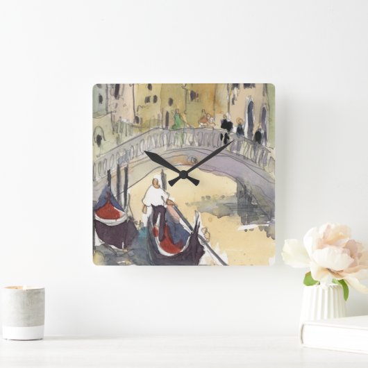 行先|ベニスPleinの空気ゴンドラの乗車 スクエア壁時計 (ホーム)