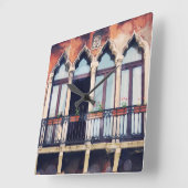 行先|素朴なベニスの建物 スクエア壁時計 (傾斜)