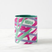 行全体に名前を付けるピンクパープルティール(緑がかった色)抽象芸術 クール マグカップ (中央)