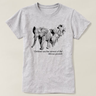 行列|のアフリカの野性生物の象家族 Tシャツ