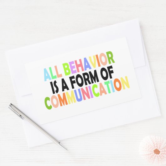 行動はすべてコミュニケーションの型枠である 長方形シール (封筒)