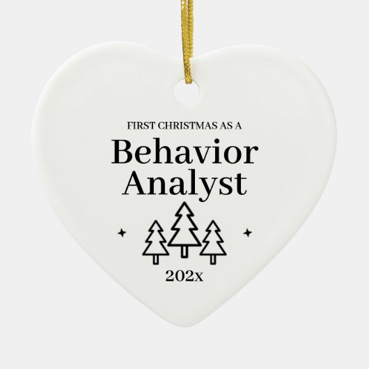 行動アナリストの新しいジョブとしての初めてのクリスマス セラミックオーナメント (正面)