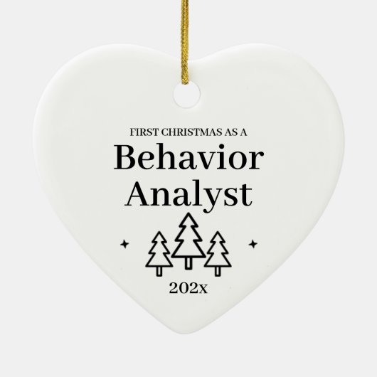 行動アナリストの新しいジョブとしての初めてのクリスマス セラミックオーナメント (裏面)