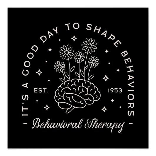 行動セラピーセラピスト引用文レトロブラック ポスター (正面)