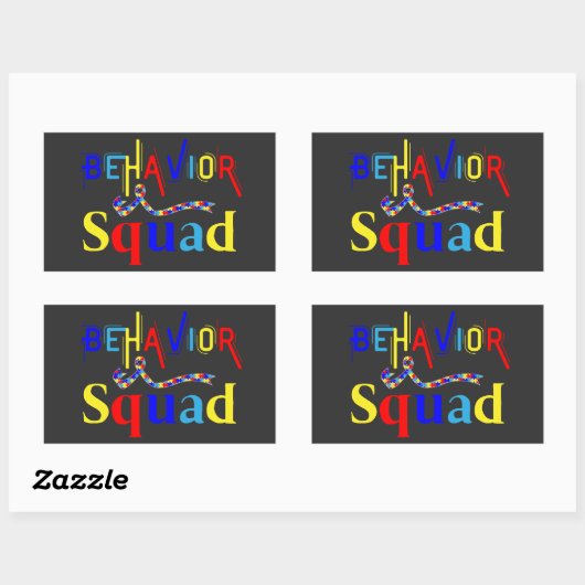 行動分隊4月自閉症が行動技術を待つ 長方形シール (シート)