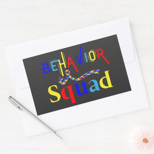 行動分隊4月自閉症が行動技術を待つ 長方形シール (封筒)