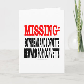 行方不明のボーイフレンドおよびコルベット: Corvettのための報酬 カード