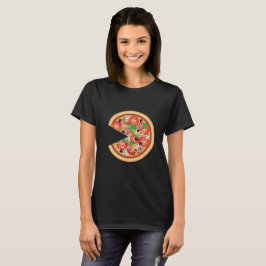 行方不明の切れの一致のカップルのTシャツが付いているピザ Tシャツ