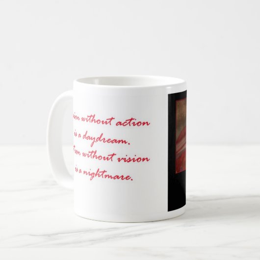 行為のない視野は空想です コーヒーマグカップ (正面左)