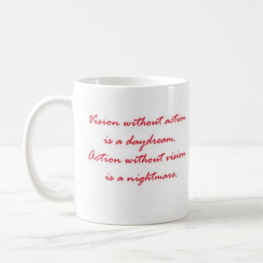 行為のない視野は空想です コーヒーマグカップ (左)