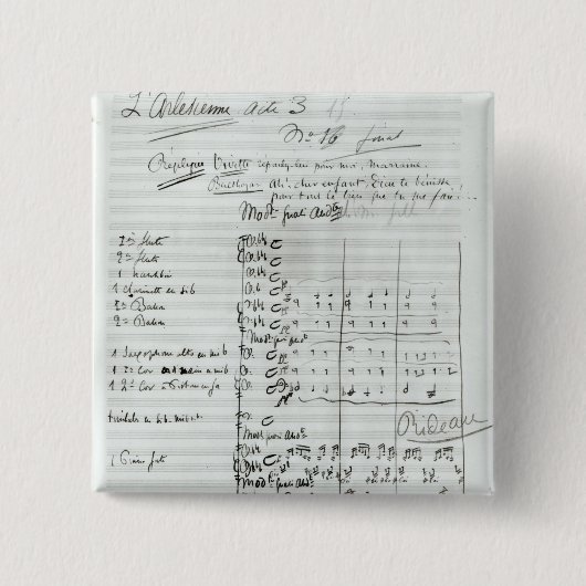 行為IIIの自筆のスコア 缶バッジ (正面)