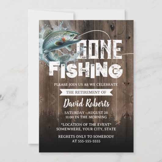 行退職した魚釣りアウトドアマン退職 招待状 (正面)