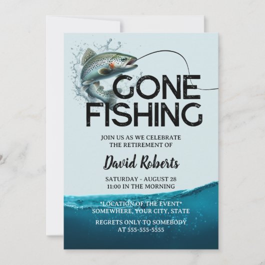 行退職した魚釣りアウトドアマン退職 招待状 (正面)